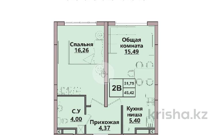 1-комнатная квартира · 45.42 м² · 5/6 этаж, Пос. Гульдала за ~ 20.9 млн ₸ — фото 8