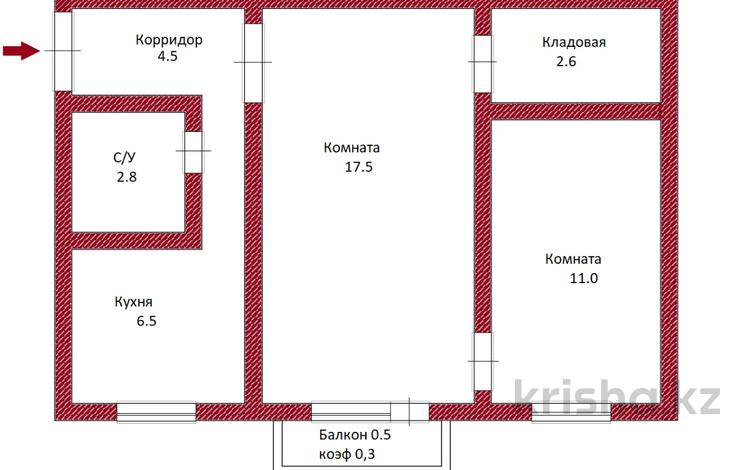 2-бөлмелі пәтер, 46 м², 3/5 қабат, проспект Женис 79к1, бағасы: 16.5 млн 〒 в Астане, Сарыарка р-н — фото 2