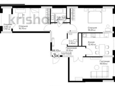 3-бөлмелі пәтер · 86 м² · 4/10 қабат, ул. Е-36 13, бағасы: 41.1 млн ₸ в Астане, Нура р-н