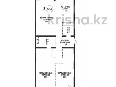3-комнатная квартира · 121.2 м² · 16/17 этаж, Аль-Фараби 41 — Сейфуллина за 118 млн ₸ в Алматы, Бостандыкский р-н