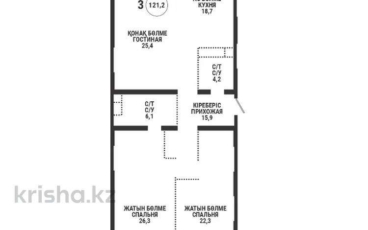 3-комнатная квартира · 121.2 м² · 16/17 этаж, Аль-Фараби 41 — Сейфуллина за 118 млн ₸ в Алматы, Бостандыкский р-н — фото 2