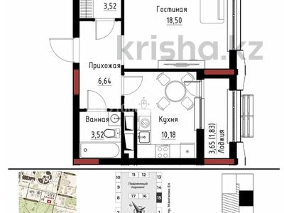 1-комнатная квартира · 44.19 м² · 9/12 этаж, Хусейн бен Талал за 34.5 млн 〒 в Астане, Есильский р-н