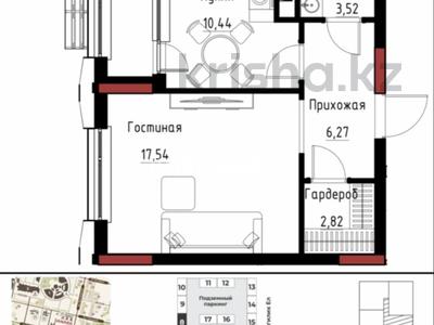 1-комнатная квартира · 43 м² · 5/12 этаж, Пересечение пр. Мәңгілік Ел и ул. Хусейн бен Талал 9/3 23 за 35 млн ₸ в Астане, Есильский р-н