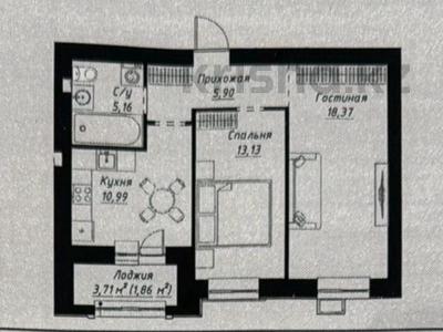 2-комнатная квартира · 55.4 м² · 8/9 этаж, Шамши Калдаякова 43 — Улы дала за 31 млн 〒 в Астане, Сарайшык р-н