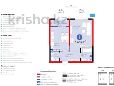 1-бөлмелі пәтер · 49 м² · 7/9 қабат, Лебедева 1/1 — ЗВОНИТЕ, ЕСТЬ ЕЩЕ ВАРИАНТЫ, бағасы: 52.5 млн 〒 в Алматы, Бостандыкский р-н