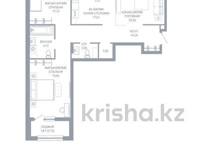 3-комнатная квартира · 95.59 м² · 2/7 этаж, По ул. Ханов Керея и Жанибека, напротив Президентского парка 48 — БЕЗ КОМИССИИ! Выбор по этажам! за ~ 72.3 млн ₸ в Астане