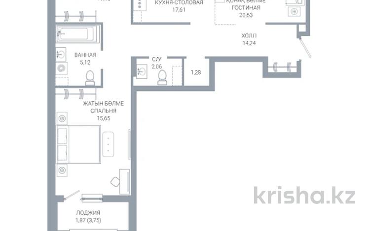 3-комнатная квартира · 95.59 м² · 2/7 этаж, По ул. Ханов Керея и Жанибека, напротив Президентского парка 48 — БЕЗ КОМИССИИ! Выбор по этажам! за ~ 72.3 млн ₸ в Астане — фото 10