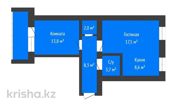 2-бөлмелі пәтер · 55.7 м² · 9/9 қабат, Киевская 24/1, бағасы: 25.5 млн ₸ в Костанае — фото 2