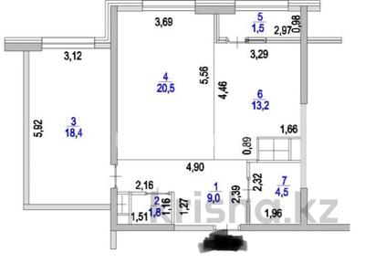 2-комнатная квартира · 70 м² · 13/16 этаж, Каныша Сатпаева 90/55Б — АДК за 58.8 млн ₸ в Алматы, Бостандыкский р-н