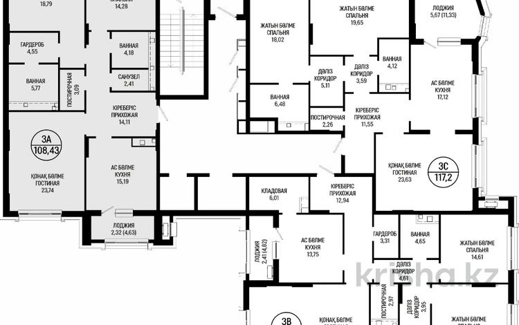 3-комнатная квартира, 108.43 м², 5/12 этаж, Калдаякова 8/2 — Тауелсыздык