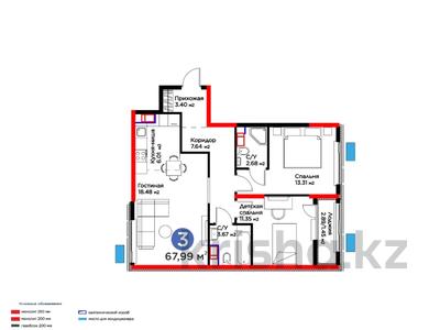 3-бөлмелі пәтер · 68 м², Байдибек би, бағасы: ~ 29.1 млн ₸ в Шымкенте, Абайский р-н
