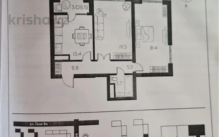 2-комнатная квартира, 67.6 м², 10/16 этаж, Утеген батыра 11 — Дом Сдан, Техпаспорт на руках за 41.5 млн 〒 в Алматы — фото 2