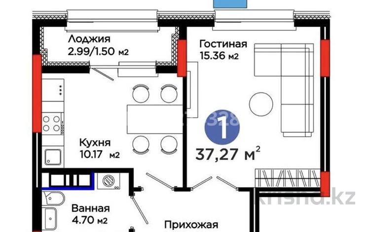 1-комнатная квартира · 37.27 м² · 8/9 этаж, Е-321 6/2 за 26.5 млн ₸ в Астане, Есильский р-н — фото 2