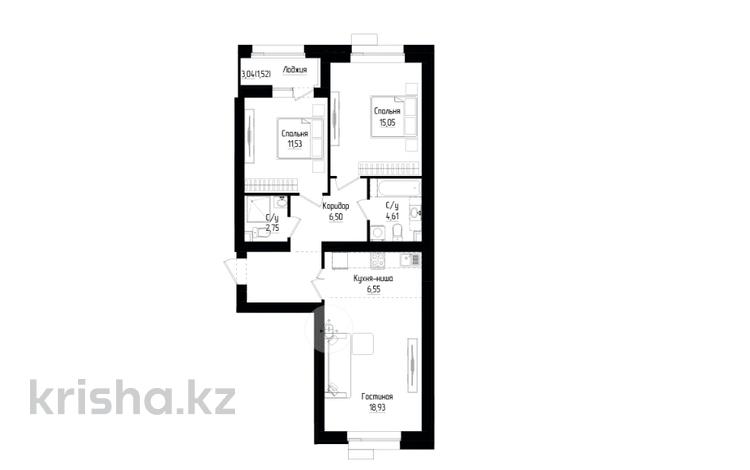 3-комнатная квартира · 73 м² · 6/9 этаж, Хусейн бен Талал 13/1 за 36.5 млн ₸ в Астане, Нура р-н — фото 2
