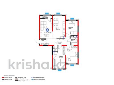 4-комнатная квартира, 107.29 м², Байдибек би 115/10 за ~ 41.6 млн 〒 в Шымкенте
