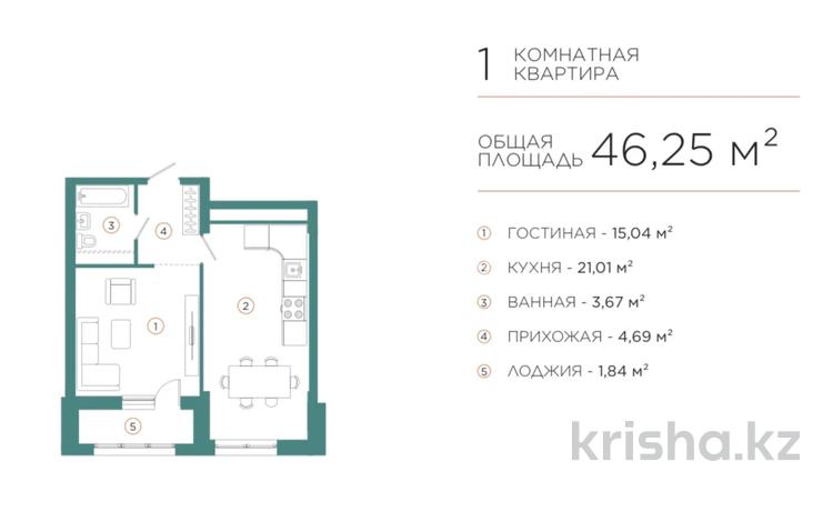 1-комнатная квартира, 47 м², 17/21 этаж, Достык 8/2 за 30.2 млн 〒 в Астане, Есильский р-н — фото 2