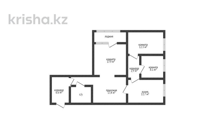 3-бөлмелі пәтер · 84.1 м² · 3/5 қабат, мауленова 18/3, бағасы: 24 млн 〒 в Костанае — фото 2