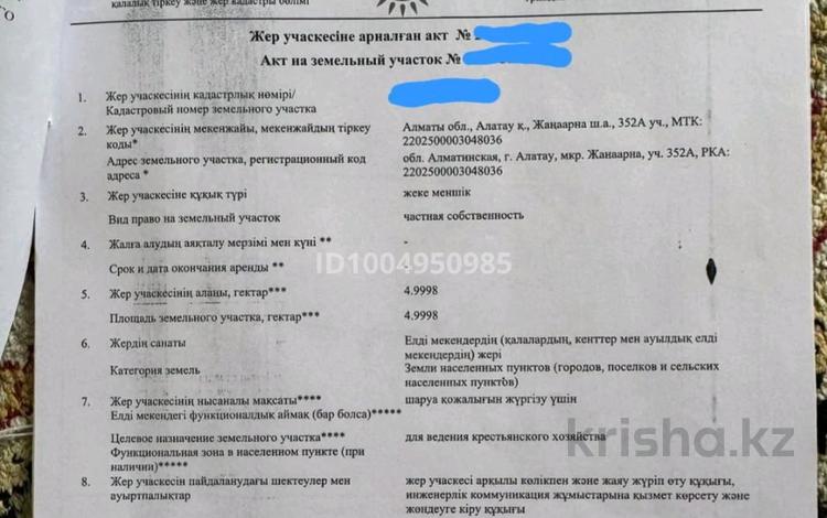 Участок · 5 га, Город Алатау мкр Жанарна за 50 млн ₸ — фото 2