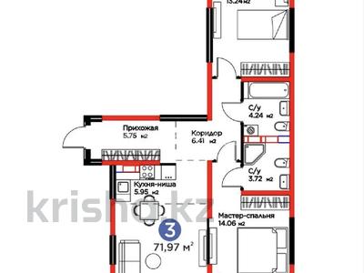 3-бөлмелі пәтер · 71.97 м² · 6/9 қабат, Райымбека, бағасы: 59.5 млн ₸ в Алматы, Жетысуский р-н