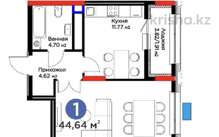 2-комнатная квартира · 44.64 м² · 7/14 этаж, ​Аль-Фараби 3/2 за 36 млн ₸ в Астане, Есильский р-н — фото 7