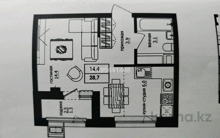 1-комнатная квартира, 30 м², 2/9 этаж, Ахмет Байтурсынулы 46 за 15 млн 〒 в Астане, Алматы р-н — фото 2