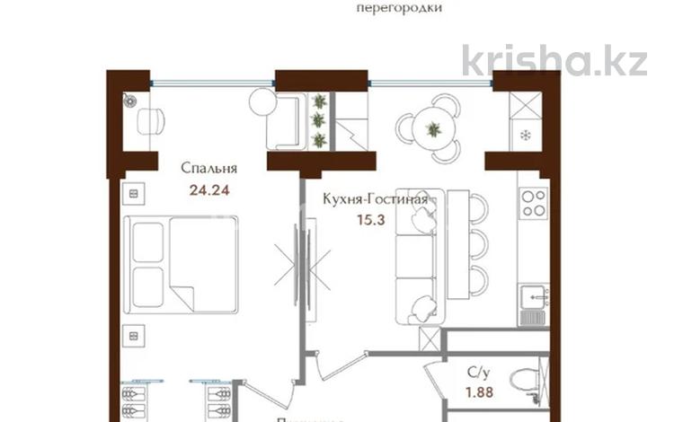 2-комнатная квартира · 52.42 м² · 3/6 этаж, Чернышевского 23 к7 за ~ 37.8 млн ₸ в Алматы, Турксибский р-н — фото 2