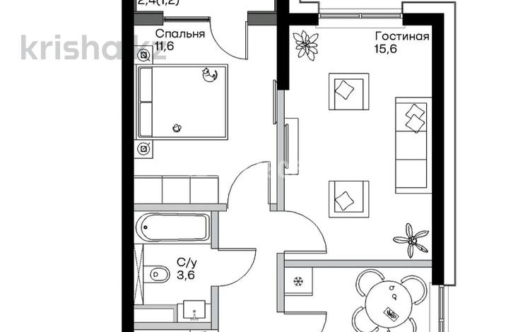 2-комнатная квартира · 52.1 м² · 3/7 этаж, Алатауская трасса 15 за 26 млн ₸ в Алматы, Медеуский р-н — фото 2