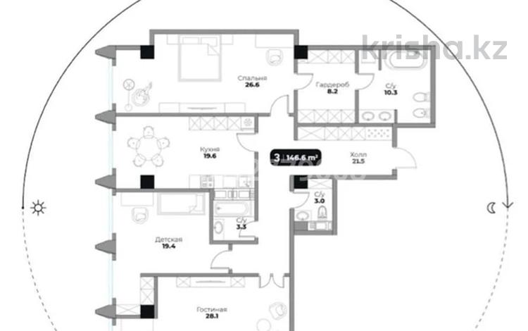 3-комнатная квартира · 146.6 м² · 5/7 этаж, Толе би 42 за 293.2 млн ₸ в Алматы, Медеуский р-н — фото 2