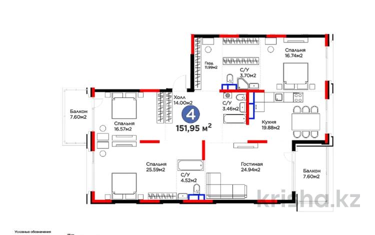 4-бөлмелі пәтер · 152 м², Култобе, бағасы: 204.3 млн ₸ в Алматы, Наурызбайский р-н — фото 79