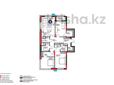 4-бөлмелі пәтер · 121.14 м² · 12/12 қабат, Турар Рыскулов 18, бағасы: 85 млн ₸ в Астане, Есильский р-н