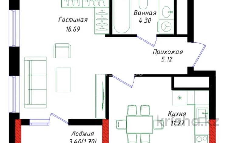 1-комнатная квартира · 42 м² · 16/17 этаж, Шамши Калдаяков 57/2 за 18.5 млн ₸ в Астане, Сарайшык р-н — фото 2