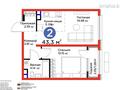 2-бөлмелі пәтер · 43 м² · 2/6 қабат, Бауыржана Момышулы 11/14а, бағасы: 34 млн ₸ в Алматы, Алатауский р-н