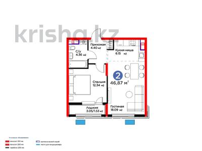 2-комнатная квартира · 47 м², Байдибек би за 23.4 млн ₸ в Шымкенте, Абайский р-н