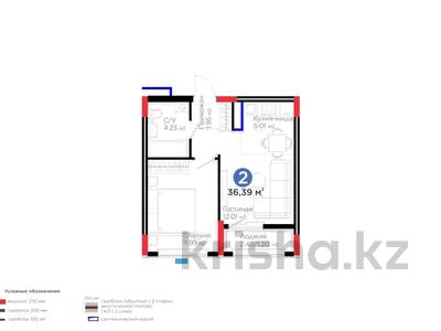 1-комнатная квартира · 36.39 м² · 8/9 этаж, Аль Фараби 73а за 24.8 млн ₸ в Астане, Есильский р-н