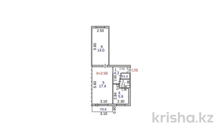 2-комнатная квартира · 45.2 м² · 5/5 этаж, Майкудук, Майкудук, 13й микрорайон 42 за 8 млн ₸ в Караганде, Алихана Бокейханова р-н — фото 2