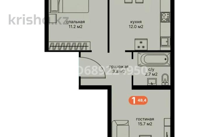 2-комнатная квартира, 49.1 м², 2/4 этаж, Мкр Думан-2 за ~ 17.7 млн 〒 в  — фото 2