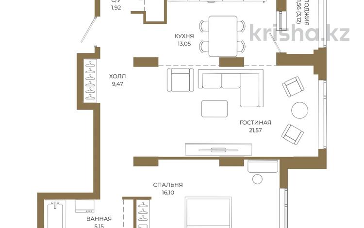 2-бөлмелі пәтер · 68.82 м² · 8/18 қабат, Достык 8/5, бағасы: ~ 50.7 млн ₸ в Астане, Есильский р-н — фото 2