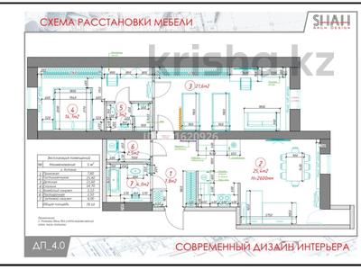3-комнатная квартира · 80 м² · 7/7 этаж, Кабанбай батыра 75а за 40 млн ₸ в Астане, Есильский р-н