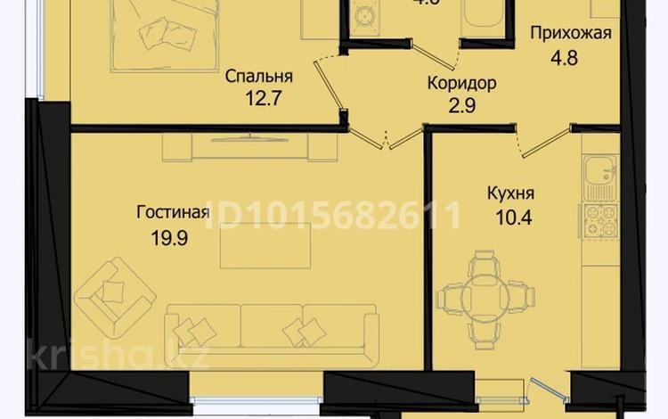 2-комнатная квартира · 58 м² · 4/9 этаж, Розы Баглановой 23 за 32.5 млн ₸ в Астане, Нура р-н — фото 2