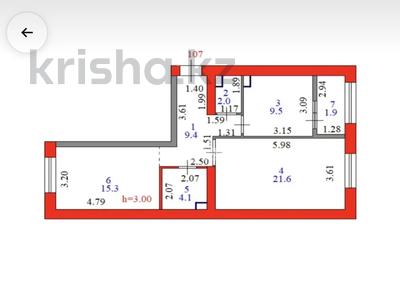 2-комнатная квартира · 63.33 м² · 3/9 этаж, Сыганак 12 за 38 млн 〒 в Астане, Нура р-н