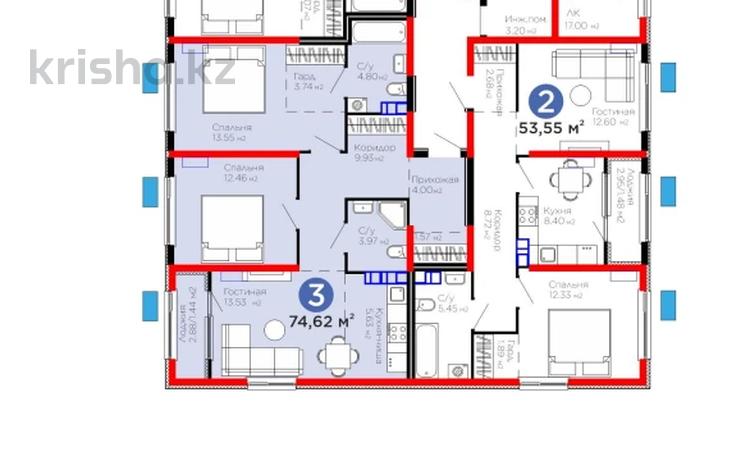 2-бөлмелі пәтер · 53.55 м² · 5/6 қабат, Тараз 8/1, бағасы: 37 млн ₸ в Алматы, Турксибский р-н — фото 2