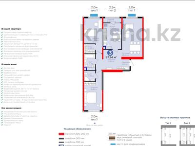 3-комнатная квартира, 97.24 м², Нурсултана Назарбаева 1 за ~ 43.5 млн 〒 в Шымкенте, Каратауский р-н