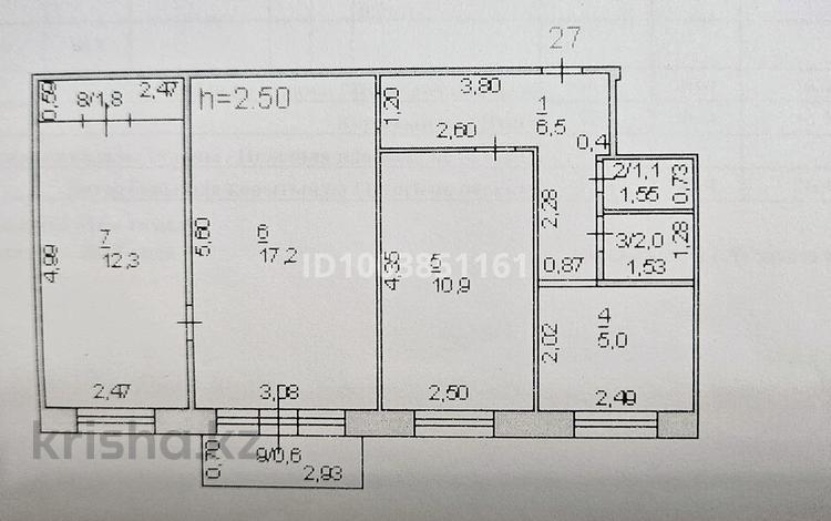 3-комнатная квартира · 57.4 м² · 2/5 этаж, Назарбаева 8/1 — Назарбаева - Лермонтова за 25.5 млн ₸ в Павлодаре — фото 2