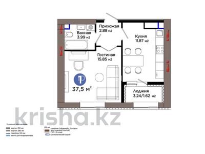 1-комнатная квартира · 37.5 м² · 3 этаж, Е 909 29 за 25.9 млн ₸ в Астане, Нура р-н