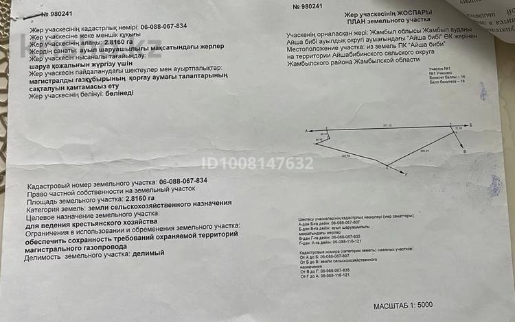Участок · 2.81 га, С,Айшабиби уч,кв,067,уч,834 — Частная собственность за 40 млн ₸ в Айша-Биби — фото 2