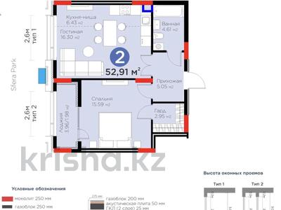2-бөлмелі пәтер · 53.23 м² · 2/9 қабат, ​Аль-Фараби ВИДОВАЯ на Samal Park ниже себестоимости 3/2, бағасы: 52.5 млн ₸ в Астане, Есильский р-н