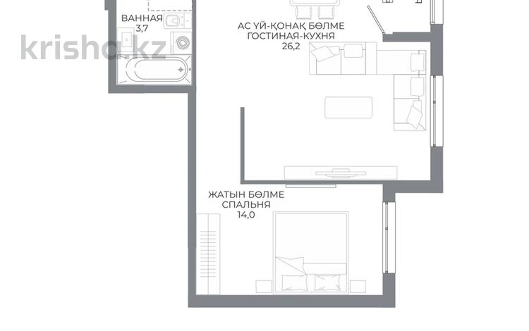 2-комнатная квартира · 54.4 м² · 4/9 этаж, Ахмет Байтурсынулы 10/3 — БЕЗ КОМИССИИ! ВЫБОР ЭТАЖА! за ~ 28.8 млн ₸ в Астане, Сарайшык р-н — фото 2