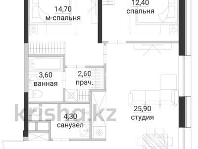 3-комнатная квартира · 70 м² · 5/12 этаж, Макатаева - Байтурсынова 129/4 за ~ 60 млн ₸ в Алматы, Алмалинский р-н