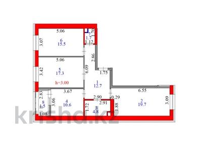 3-комнатная квартира · 83.8 м², Култегин 4 за ~ 46.9 млн ₸ в Астане, Нура р-н