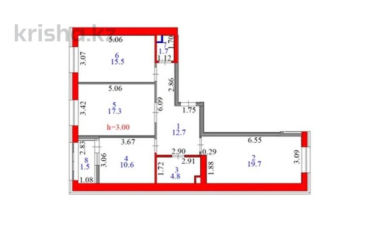 3-комнатная квартира · 83.8 м², Култегин 4 за ~ 46.9 млн ₸ в Астане, Нура р-н — фото 2